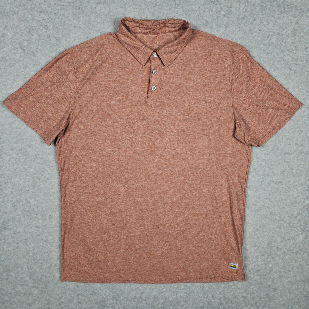Vuori Mens Large Heather Terracotta Polo Strato Tech Performance V188 Golf Shirt